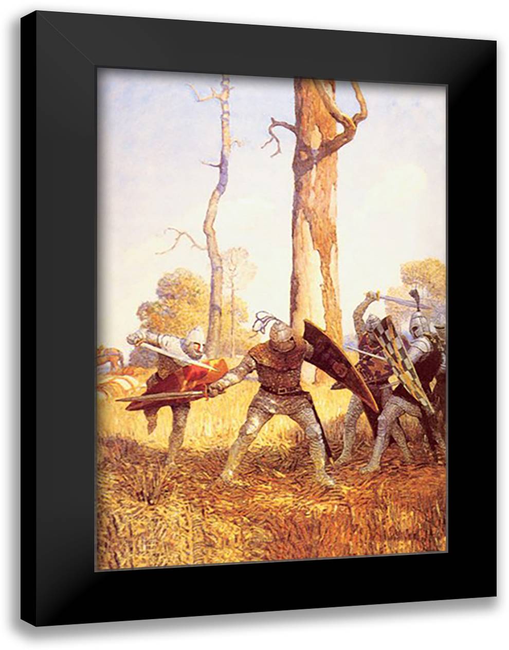 They Fought with Him 16x22 Black Modern Wood Framed Art Print Poster by Wyeth, Newell Convers