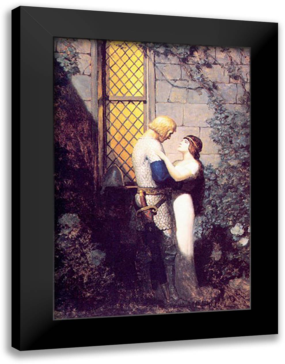 Oh, Gentle Knight 16x22 Black Modern Wood Framed Art Print Poster by Wyeth, Newell Convers