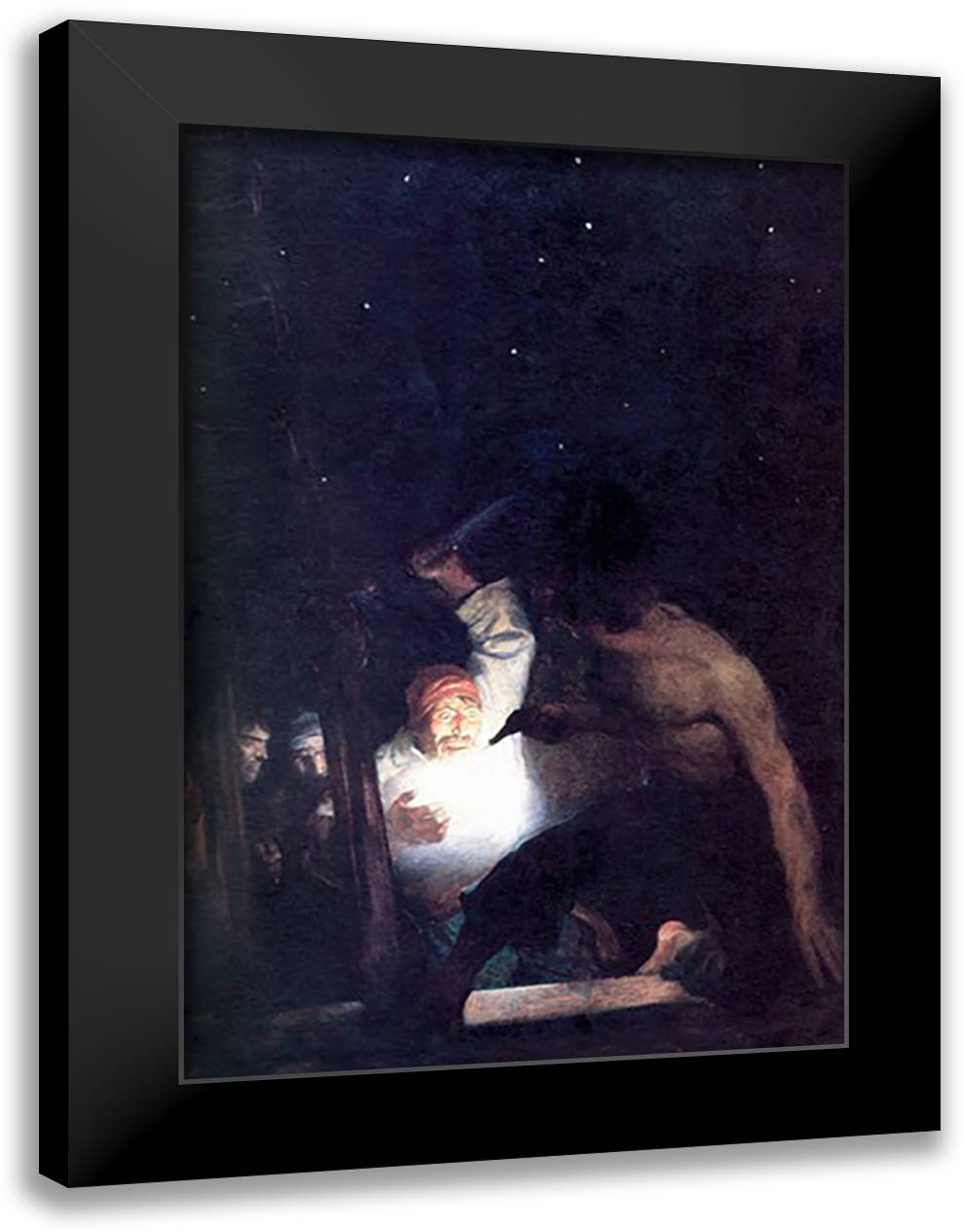 Fight with the Pirates 16x22 Black Modern Wood Framed Art Print Poster by Wyeth, Newell Convers