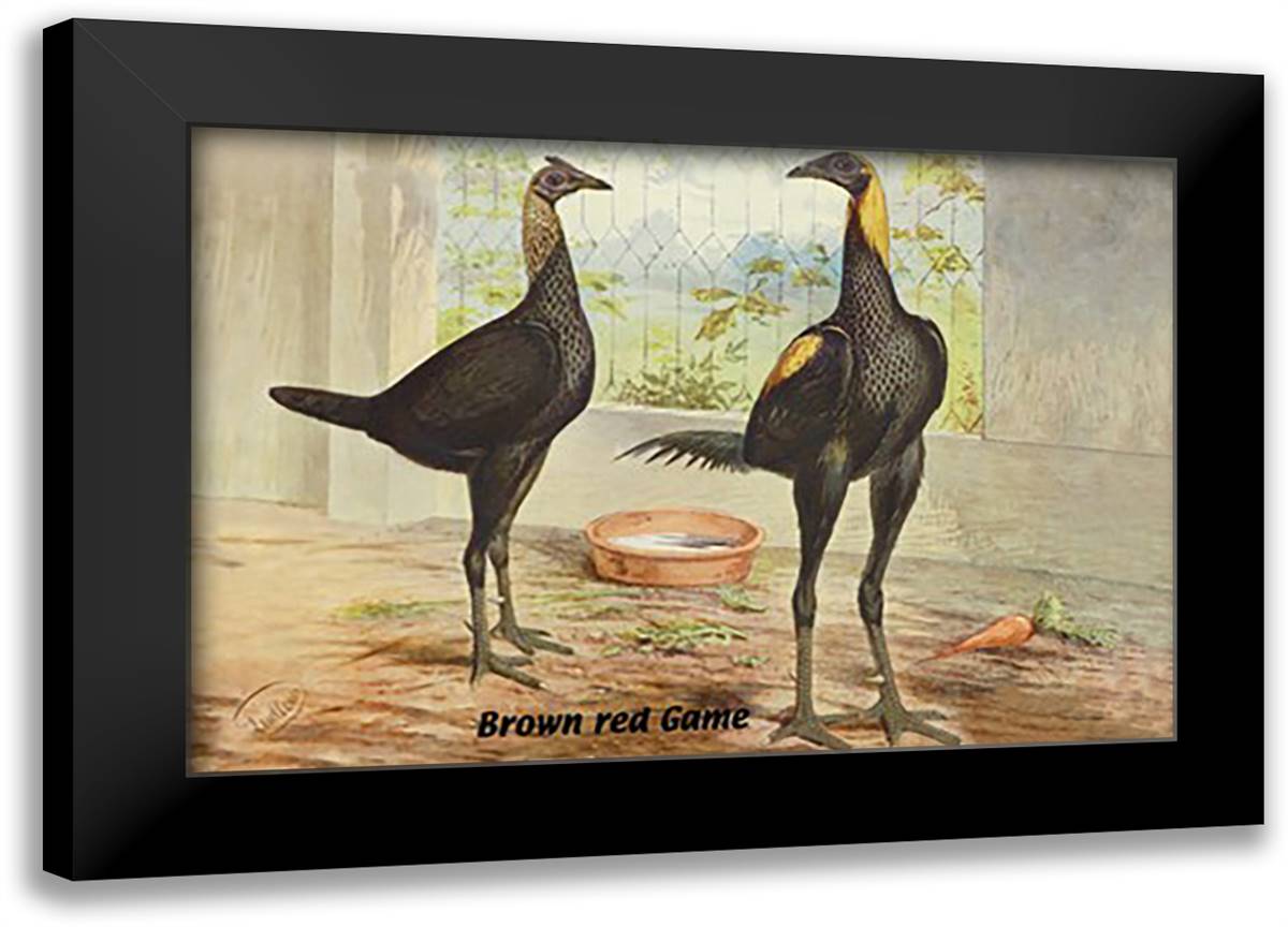 Brown Red Game 22x16 Black Modern Wood Framed Art Print Poster by Wood, Lawson