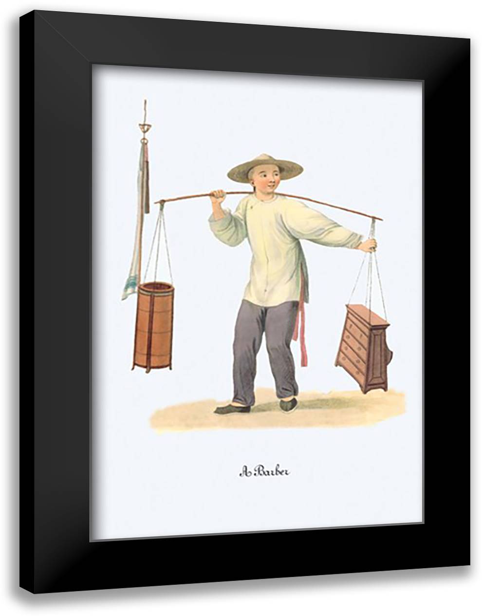 Barber 16x22 Black Modern Wood Framed Art Print Poster by Malon, George Henry