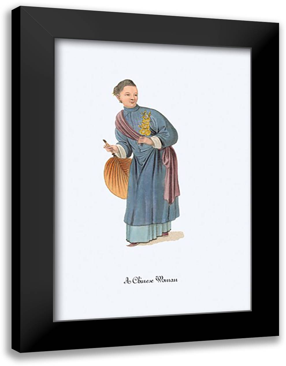 Chinese Woman 16x22 Black Modern Wood Framed Art Print Poster by Malon, George Henry