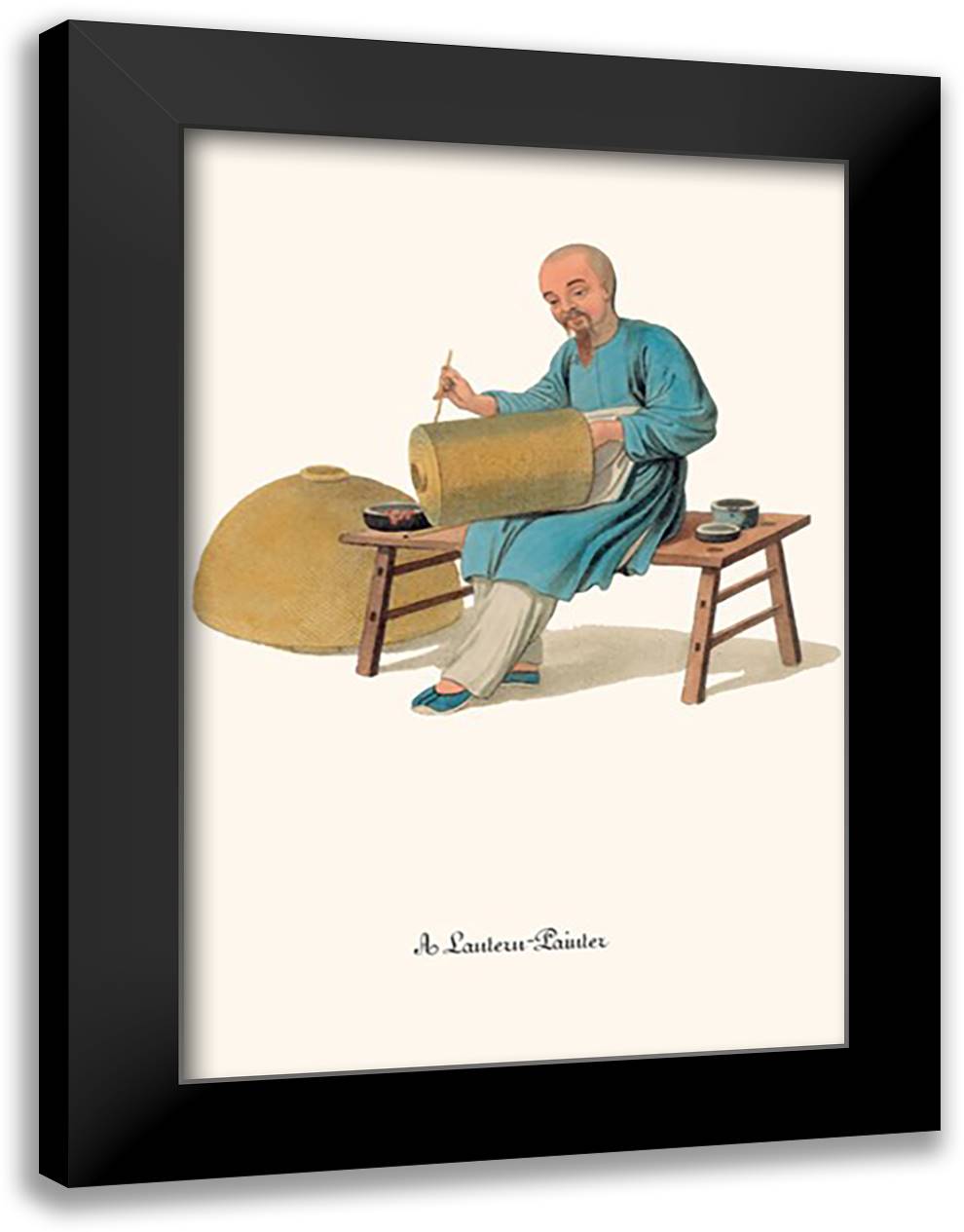 Lantern Painter 16x22 Black Modern Wood Framed Art Print Poster by Malon, George Henry