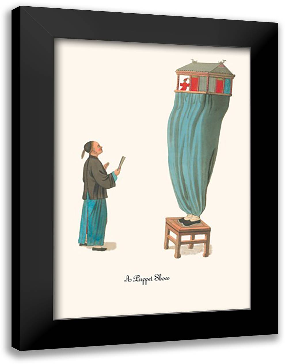 Puppet Show 16x22 Black Modern Wood Framed Art Print Poster by Malon, George Henry