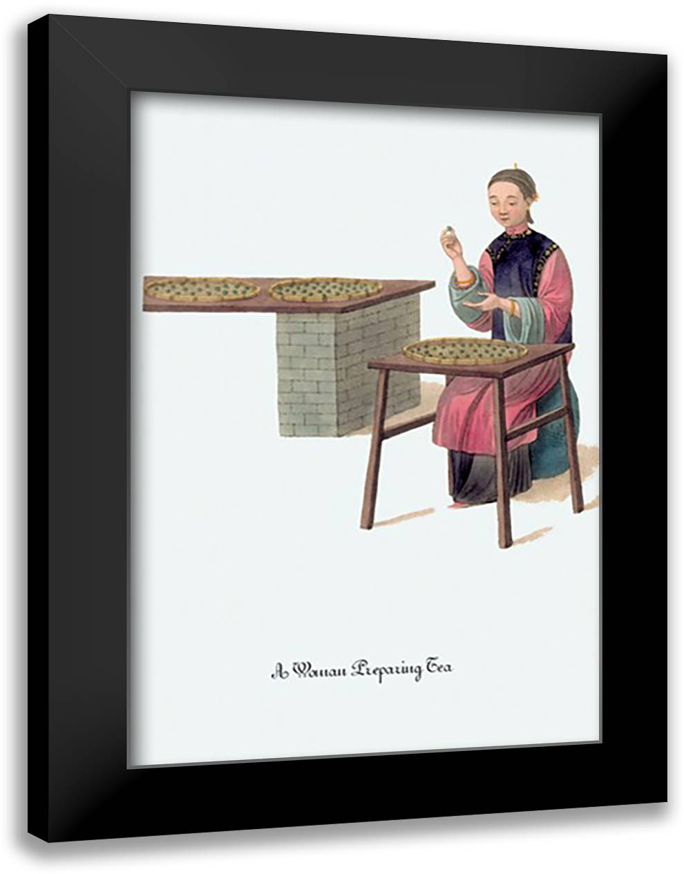 Woman Preparing Tea 16x22 Black Modern Wood Framed Art Print Poster by Malon, George Henry