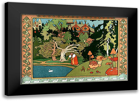 Kind Female Duck 22x16 Black Modern Wood Framed Art Print Poster by Bilibin, Ivan
