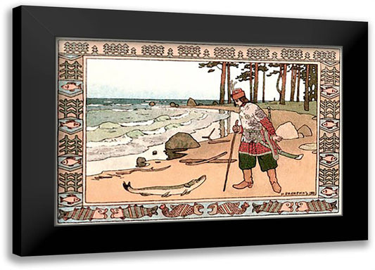 On the Shore 22x16 Black Modern Wood Framed Art Print Poster by Bilibin, Ivan