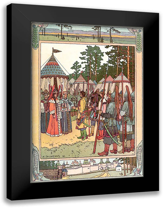 Peace Meeting 16x22 Black Modern Wood Framed Art Print Poster by Bilibin, Ivan