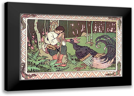 Peacock 22x16 Black Modern Wood Framed Art Print Poster by Bilibin, Ivan