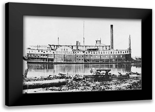 Ship that Fought the Fever 22x16 Black Modern Wood Framed Art Print Poster