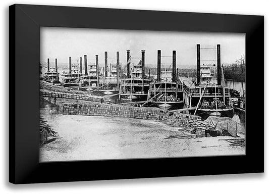 Steamboats 22x16 Black Modern Wood Framed Art Print Poster