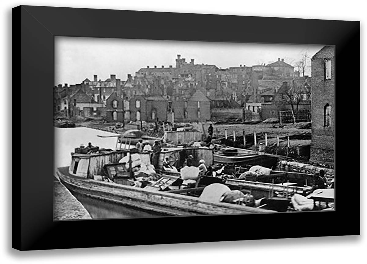 Fall of Richmond 22x16 Black Modern Wood Framed Art Print Poster