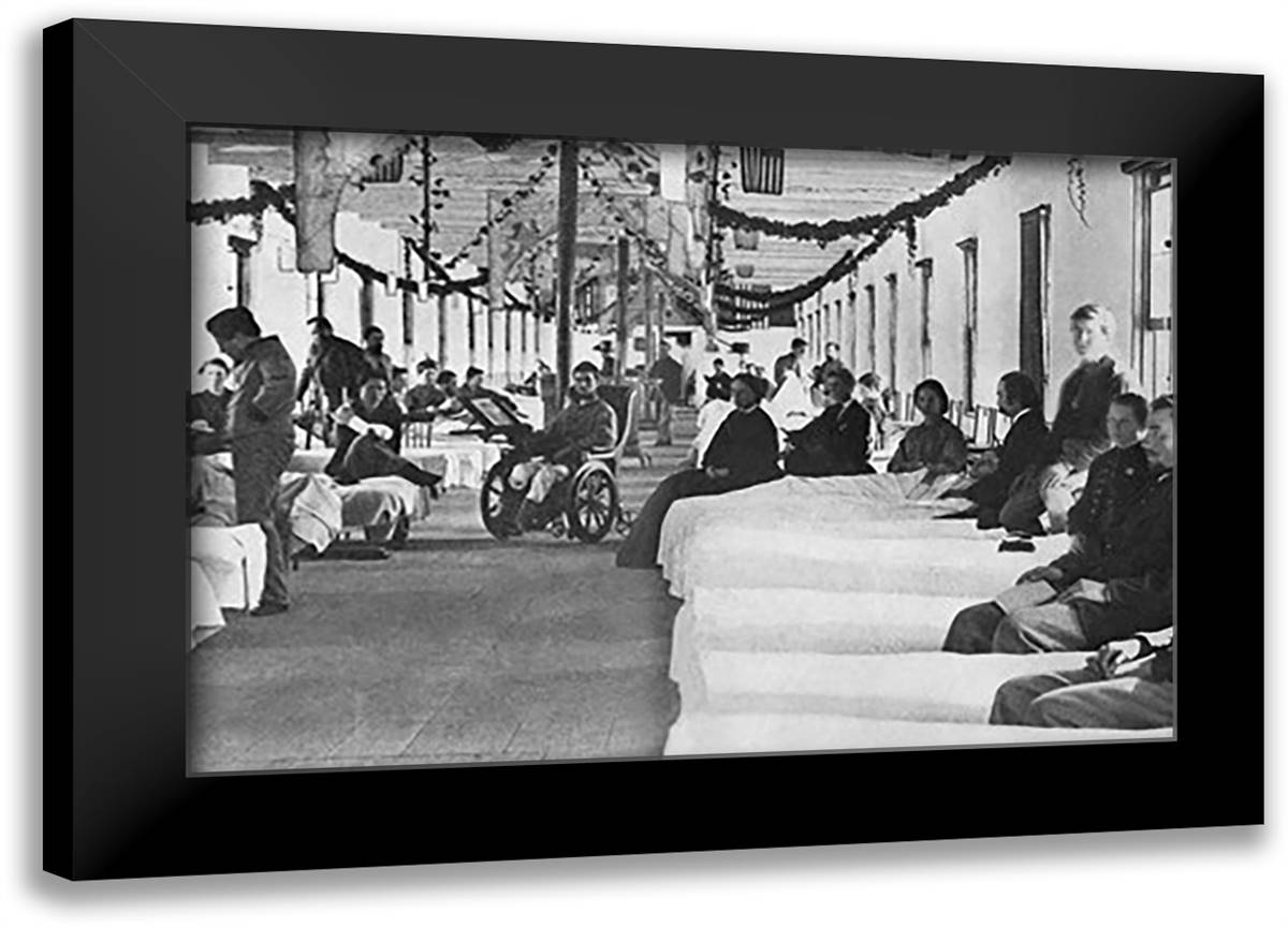 Civil War Hospital 22x16 Black Modern Wood Framed Art Print Poster