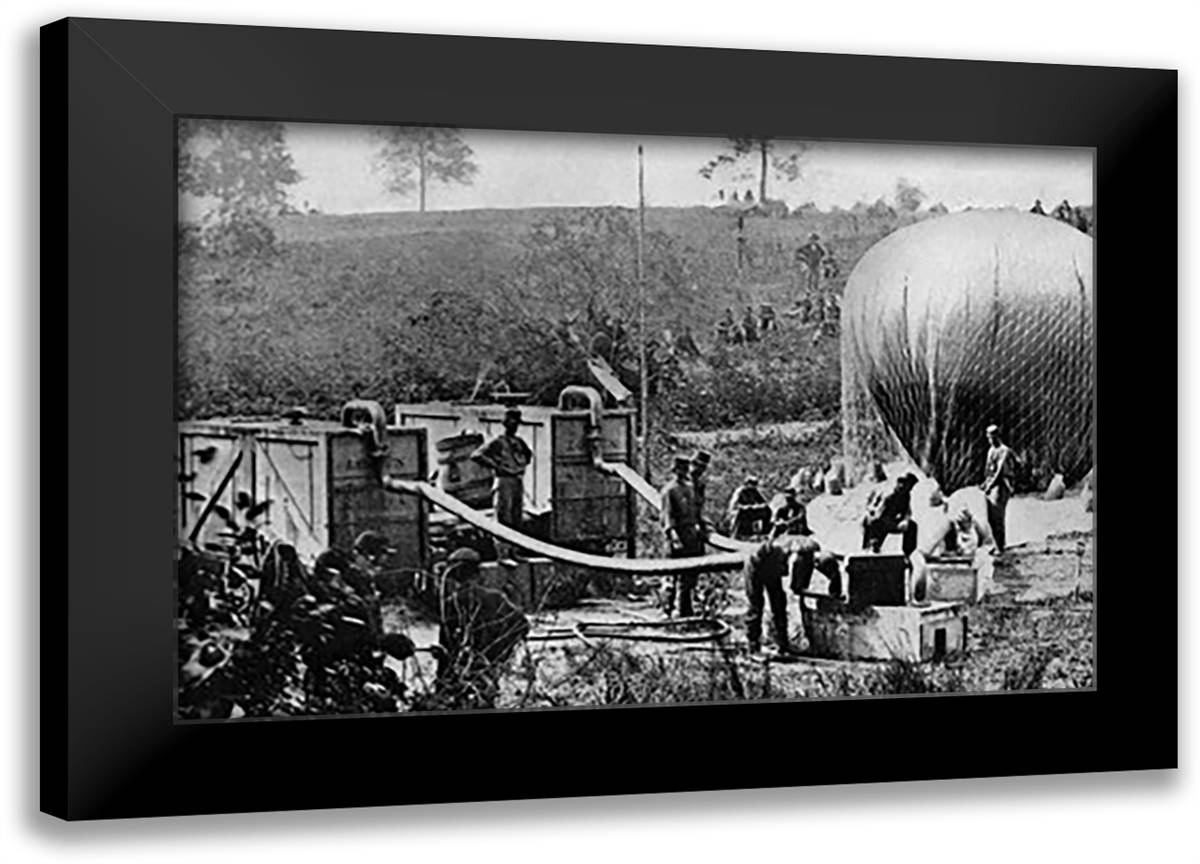 Observation Balloon Intrepid 22x16 Black Modern Wood Framed Art Print Poster