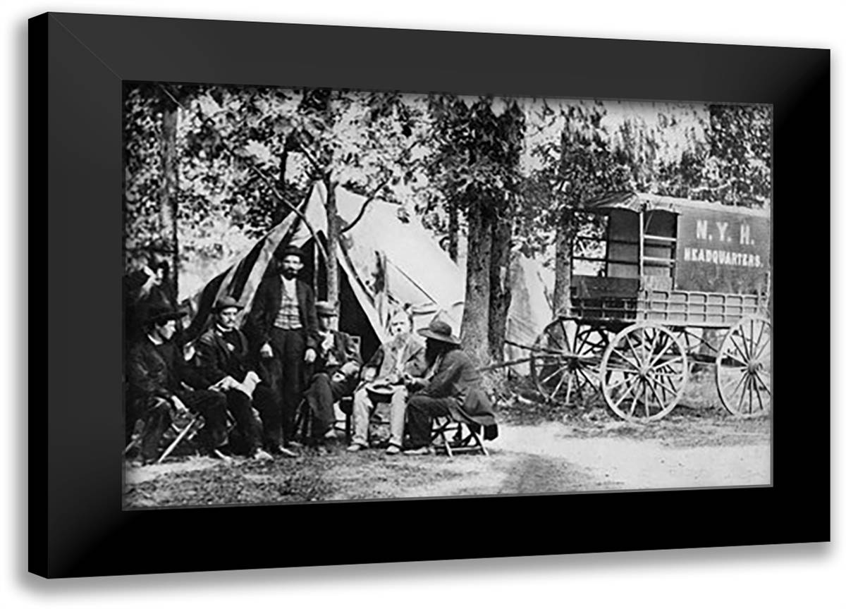 New York Herald HQ wagon 22x16 Black Modern Wood Framed Art Print Poster