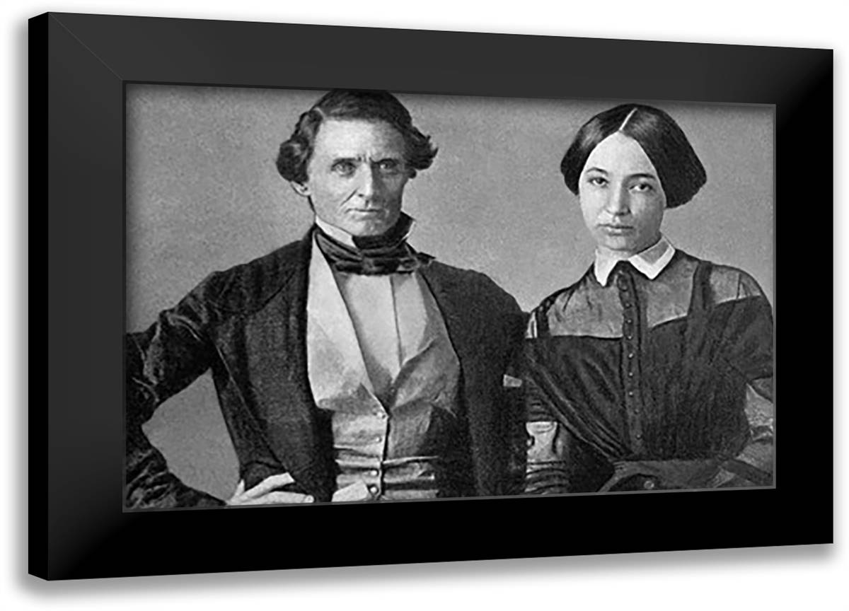 Jefferson Davis & His Wife 22x16 Black Modern Wood Framed Art Print Poster