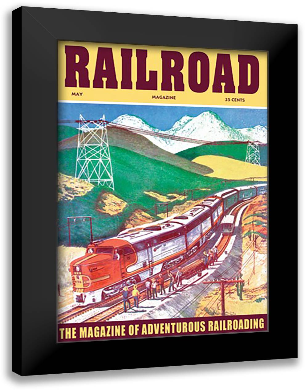 Railroad: The Magazine of Adventurous Railroading, 1954 16x22 Black Modern Wood Framed Art Print Poster