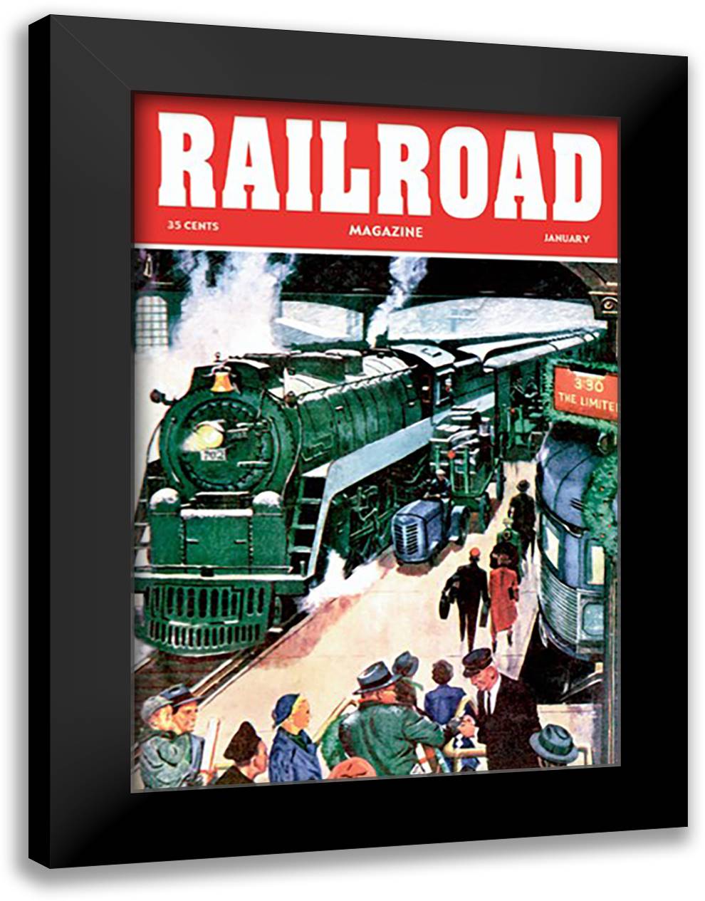 Railroad Magazine: The Limited, 1952 16x22 Black Modern Wood Framed Art Print Poster