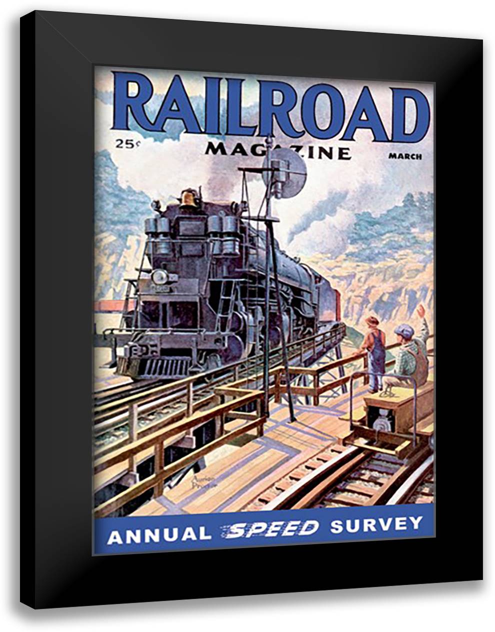 Railroad Magazine: Annual Speed Survey, 1945 16x22 Black Modern Wood Framed Art Print Poster