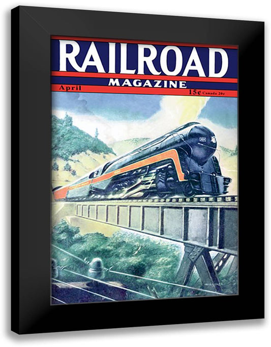 Railroad Magazine: The Speedy Future of Railroading, 1942 16x22 Black Modern Wood Framed Art Print Poster