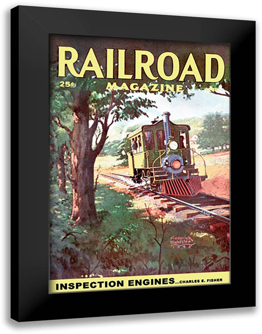 Railroad Magazine: Inspection Engines, 1945 16x22 Black Modern Wood Framed Art Print Poster