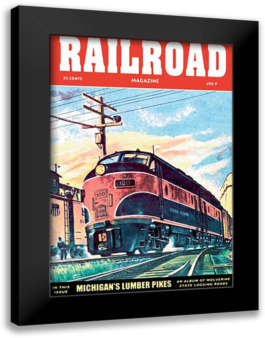 Railroad Magazine: Michigan's Lumber Pikes, 1953 16x22 Black Modern Wood Framed Art Print Poster