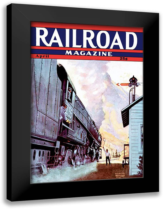 Railroad Magazine: Speeding Through the West, 1944 16x22 Black Modern Wood Framed Art Print Poster