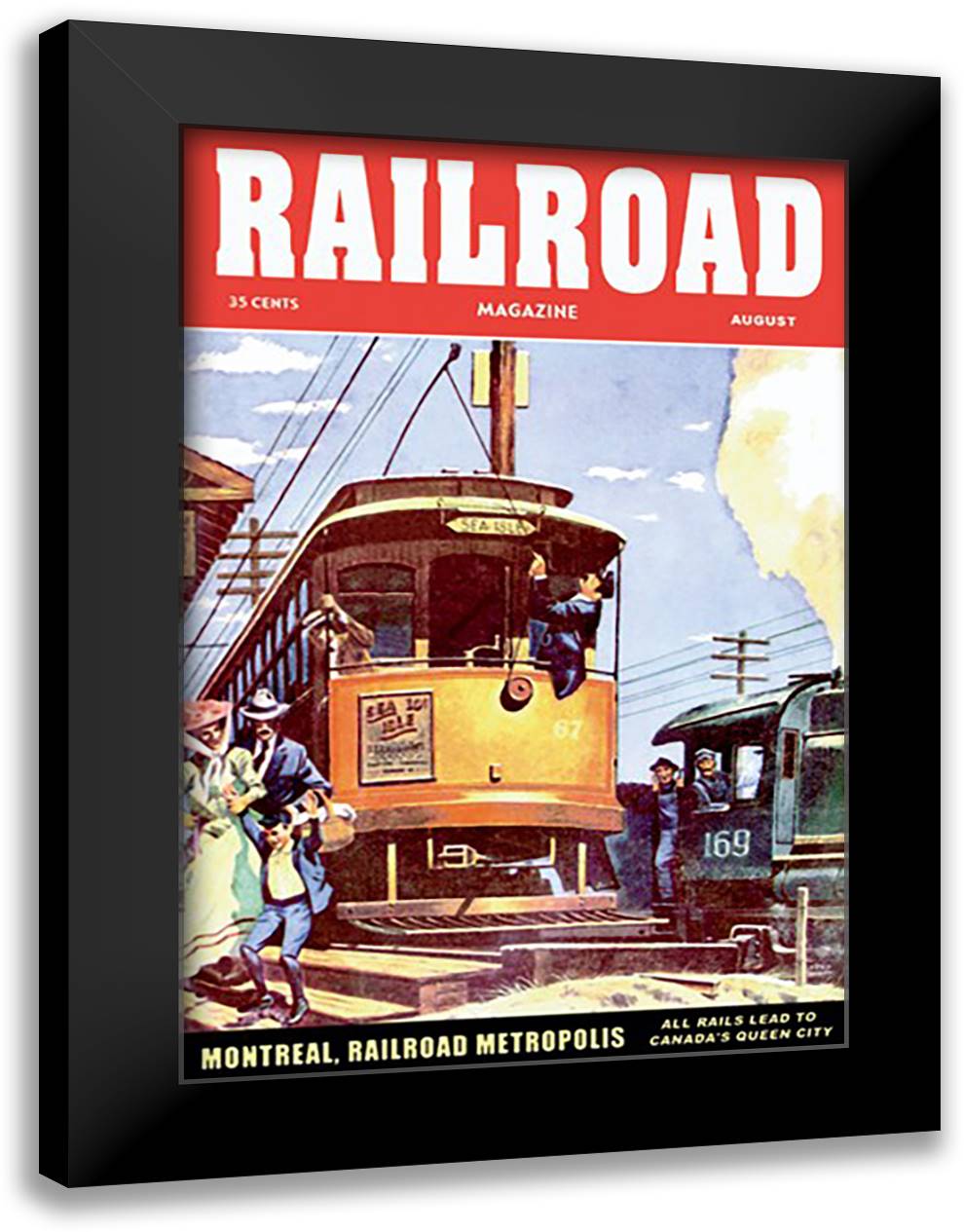 Railroad Magazine: Sea Isle, 1952 16x22 Black Modern Wood Framed Art Print Poster