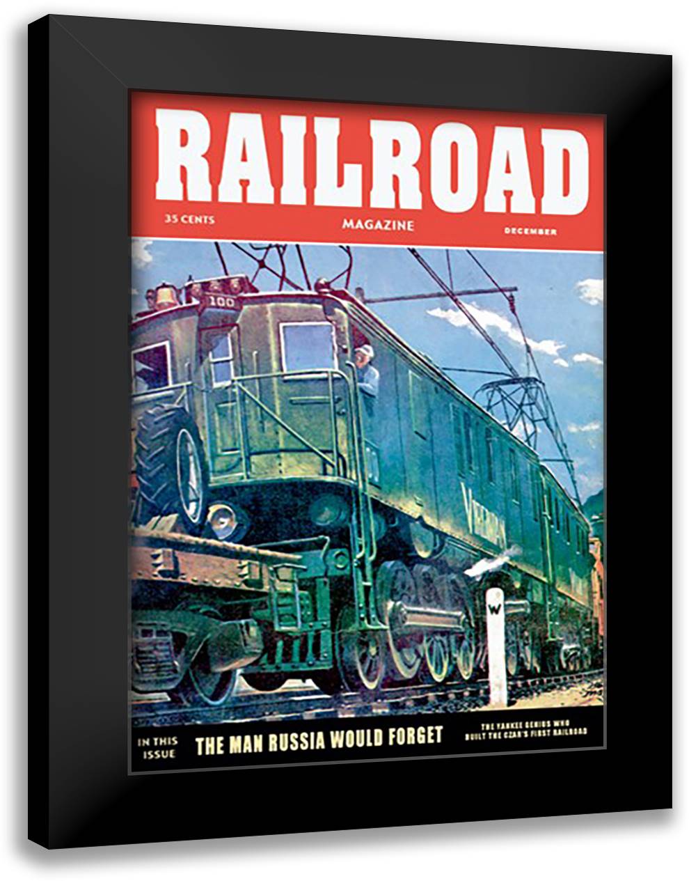 Railroad Magazine: The Virginian, 1952 16x22 Black Modern Wood Framed Art Print Poster