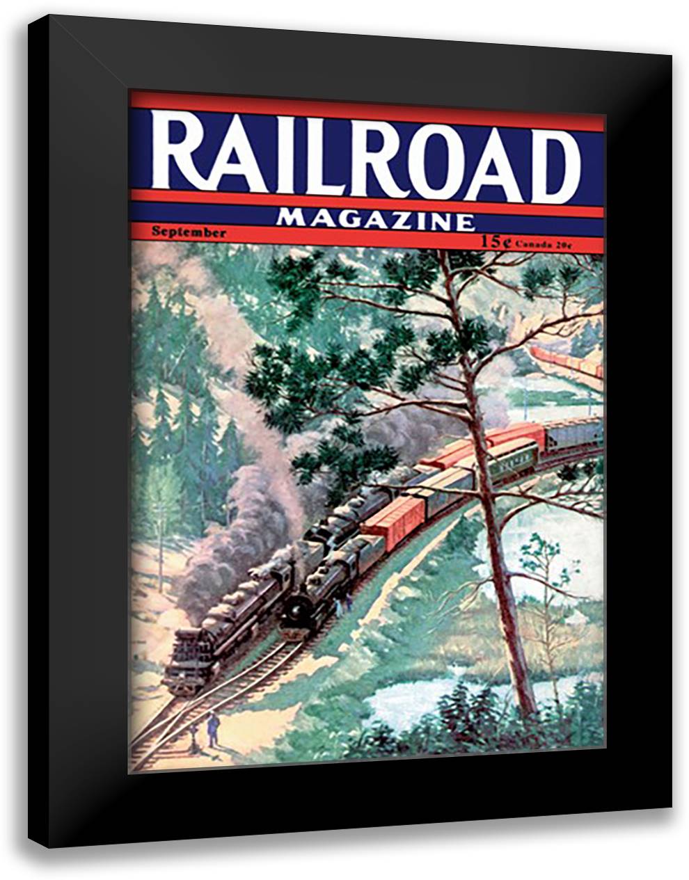 Railroad Magazine, Freight Through the Wilderness, 1942 16x22 Black Modern Wood Framed Art Print Poster