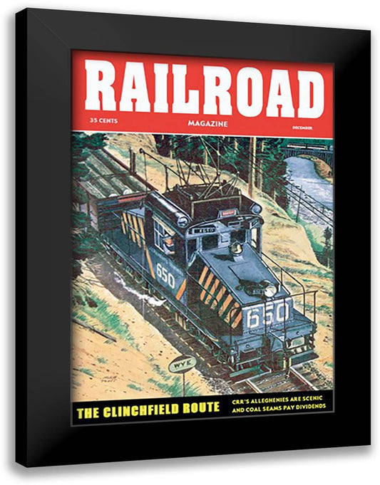 Railroad Magazine: The Clinchfield Route, 1953 16x22 Black Modern Wood Framed Art Print Poster