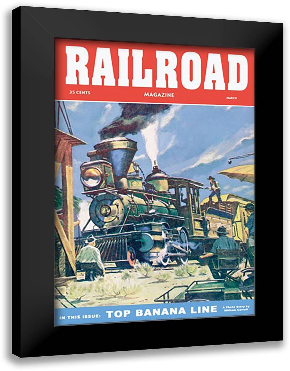 Railroad Magazine: Top Banana Line, 1952 16x22 Black Modern Wood Framed Art Print Poster