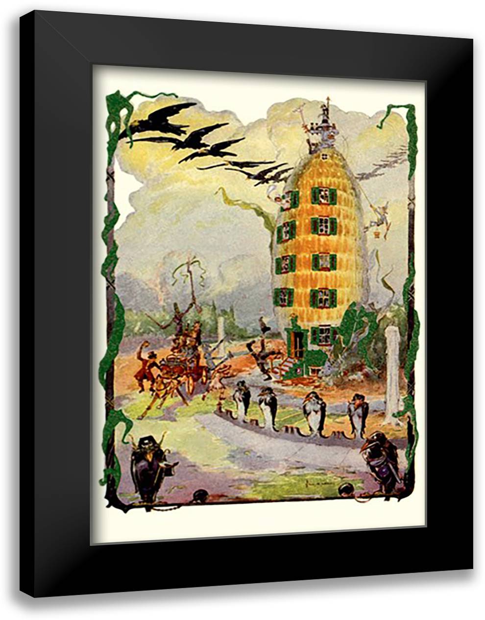 Jack Pumpkin's House of Corn 16x22 Black Modern Wood Framed Art Print Poster by Neill, John R.