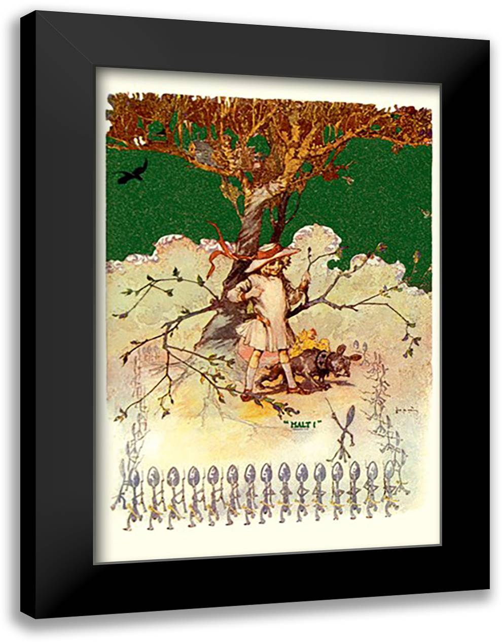 Halt! 16x22 Black Modern Wood Framed Art Print Poster by Neill, John R.
