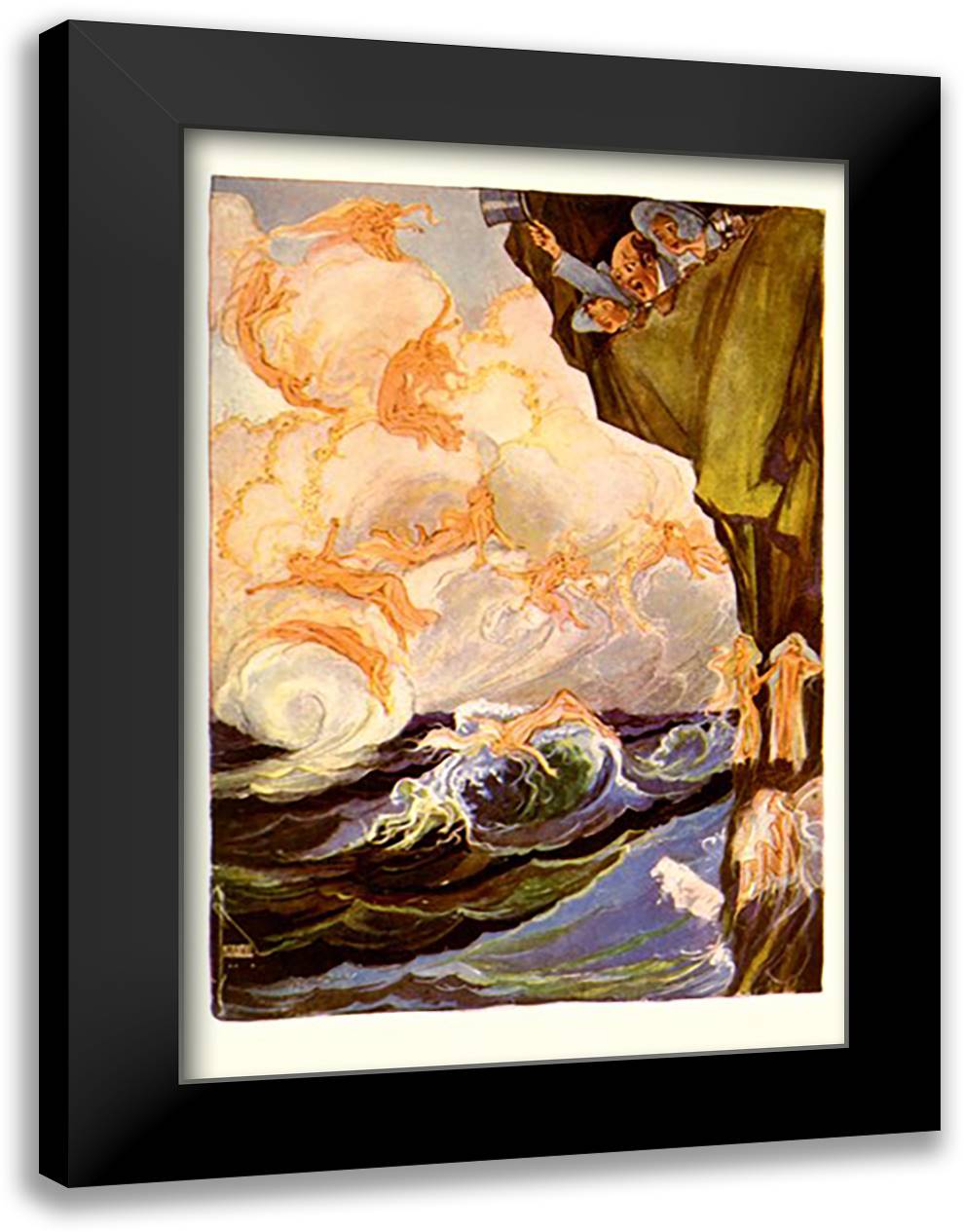 Cloud Fairies 16x22 Black Modern Wood Framed Art Print Poster by Neill, John R.