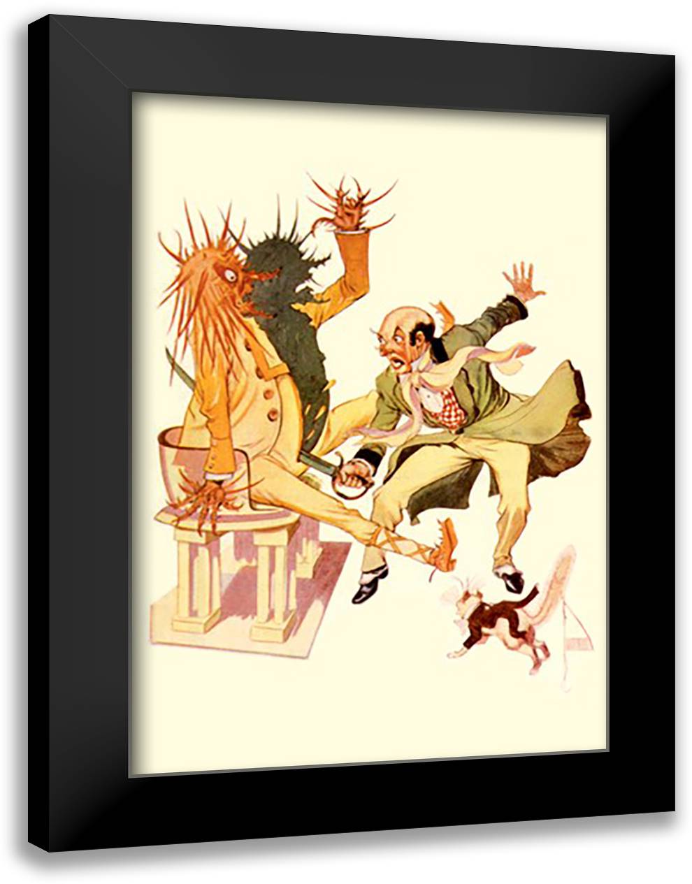Wizard Cut the Sorcer in Two 16x22 Black Modern Wood Framed Art Print Poster by Neill, John R.