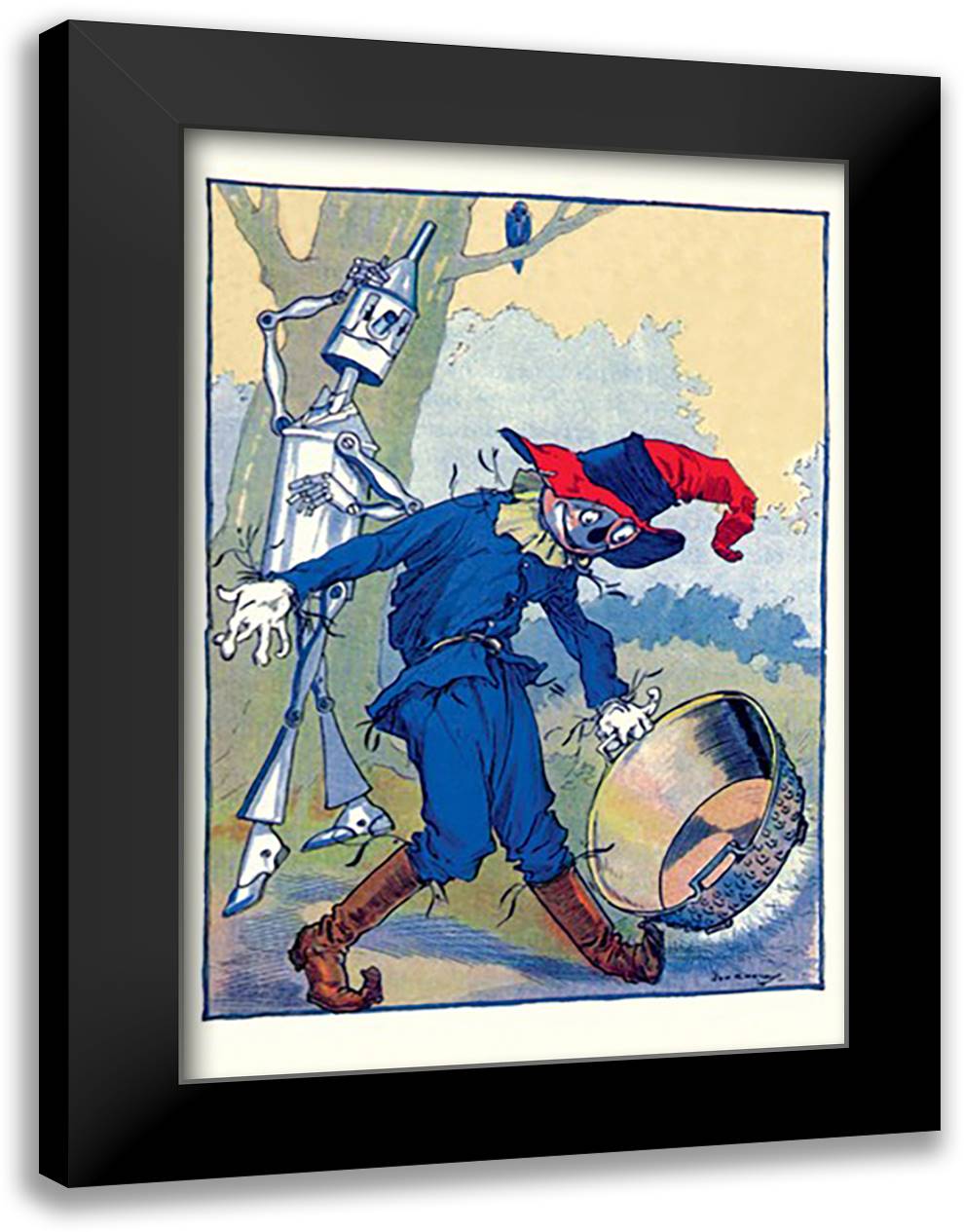 Tin Man and Scarecrow 16x22 Black Modern Wood Framed Art Print Poster by Neill, John R.