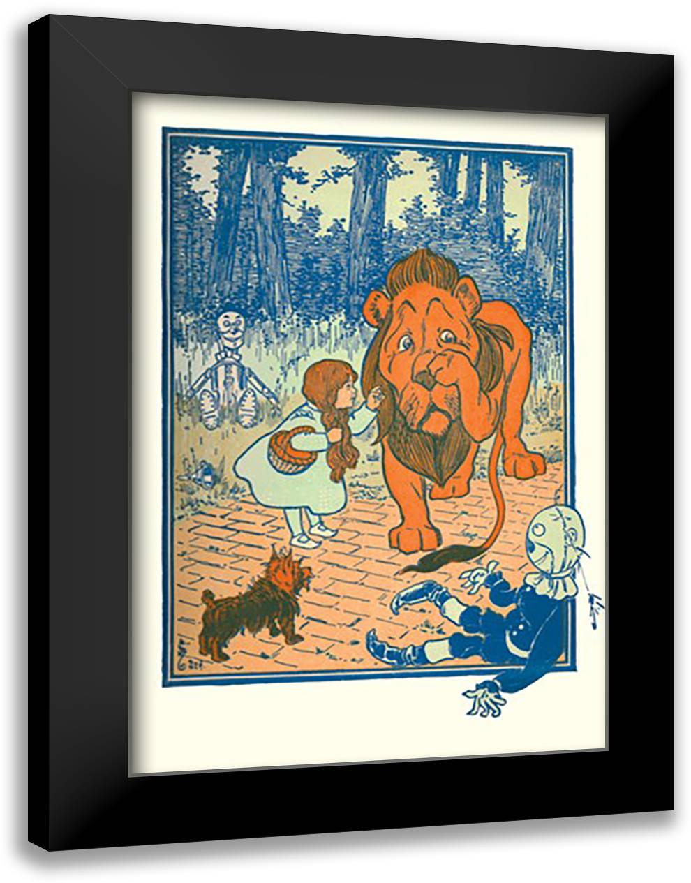 Cowardly Lion 16x22 Black Modern Wood Framed Art Print Poster by Denslow, W. W.