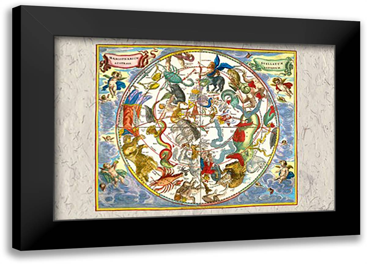 Stellatum Antiquum 22x16 Black Modern Wood Framed Art Print Poster by Cellarius, Andreas