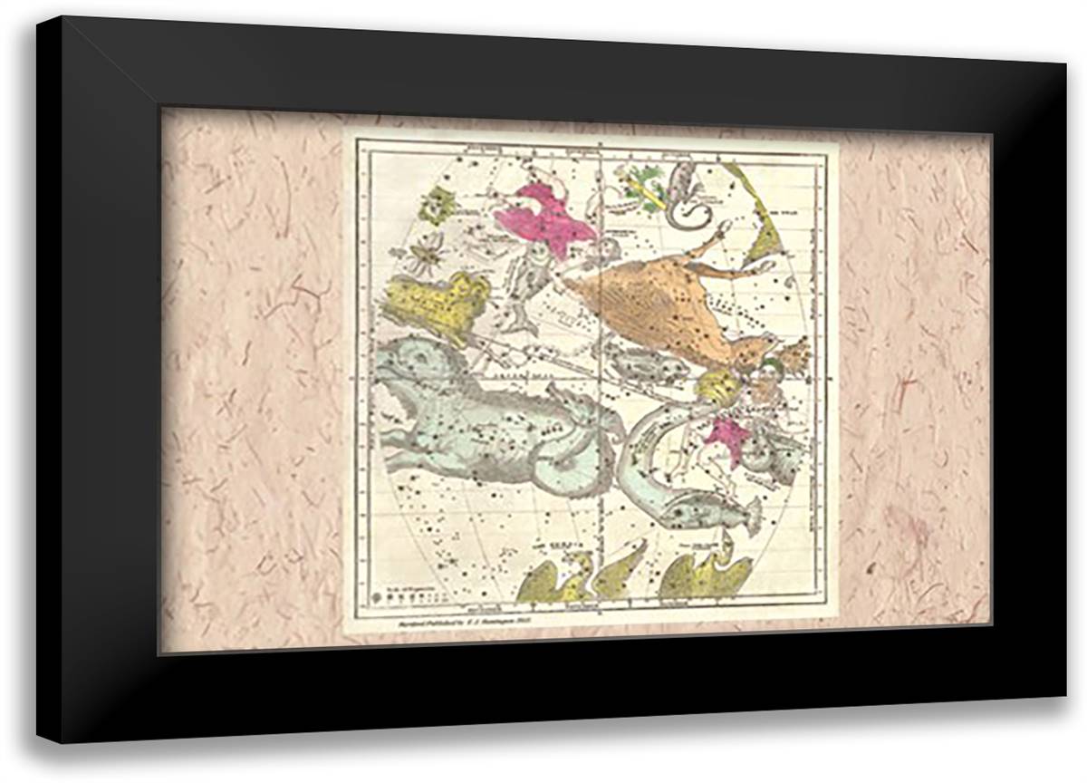 Constellations 22x16 Black Modern Wood Framed Art Print Poster by Evans, W. G.
