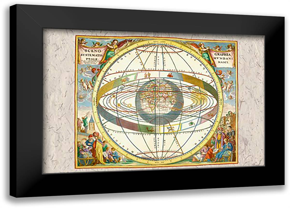 Ptolemaic View of the Universe 22x16 Black Modern Wood Framed Art Print Poster by Cellarius, Andreas