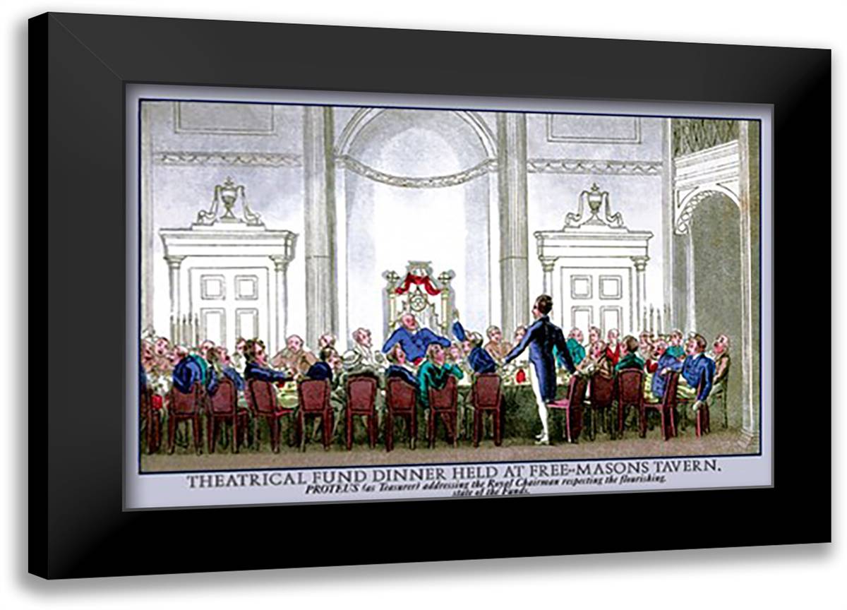 Theatrical Fund Dinner Held at Freemasons Tavern 22x16 Black Modern Wood Framed Art Print Poster by Egan, Pierce