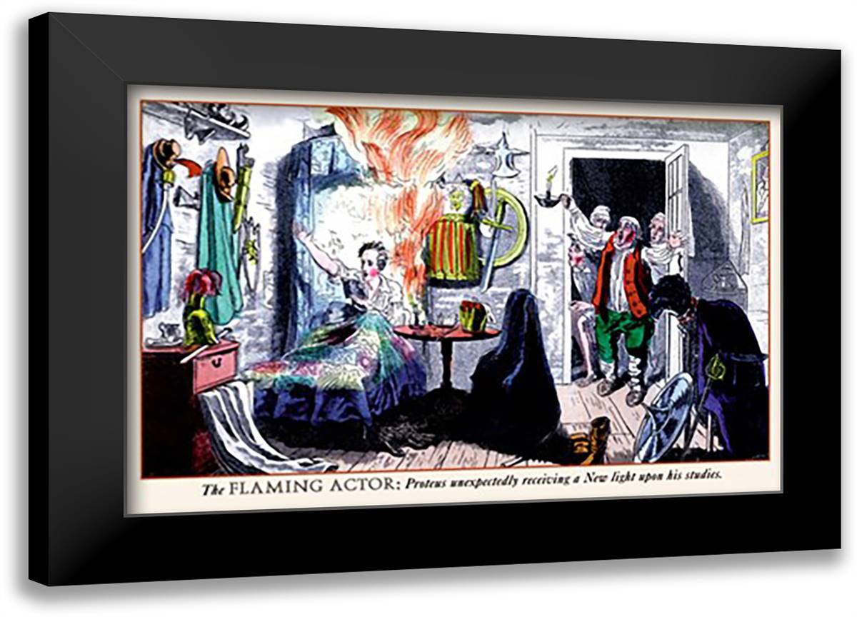 Flaming Actor 22x16 Black Modern Wood Framed Art Print Poster by Egan, Pierce
