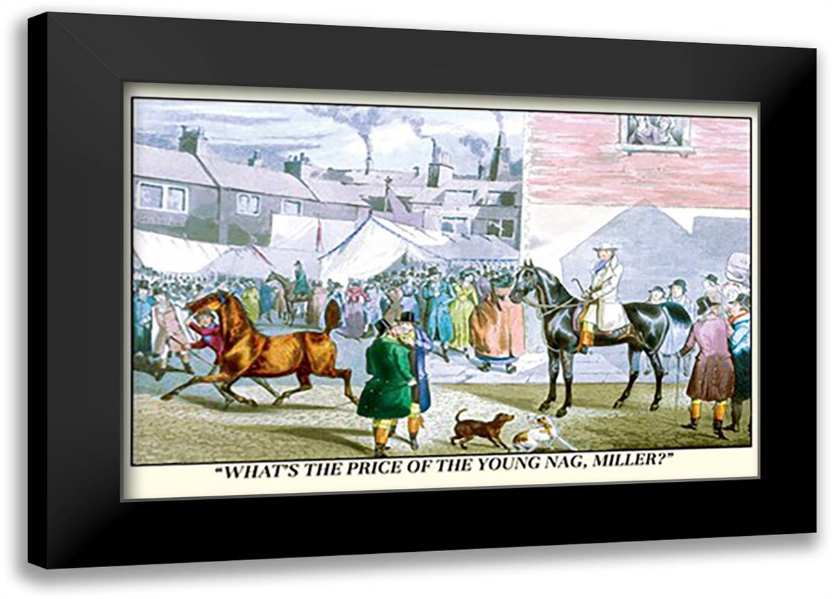 What's the Price of the Young Nag, Miller? 22x16 Black Modern Wood Framed Art Print Poster by Alken, Henry Thomas