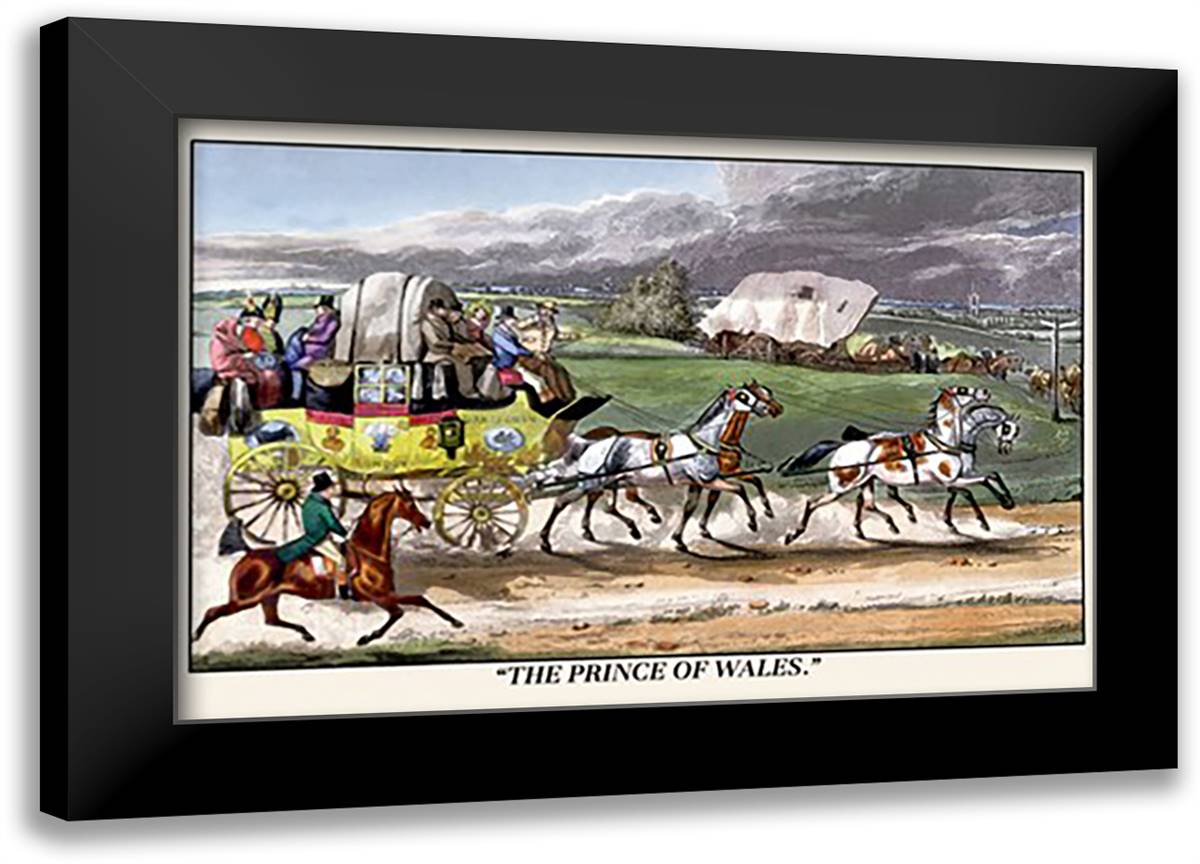 Prince of Wales Rides on a Horse-Drawn Carriage 22x16 Black Modern Wood Framed Art Print Poster by Alken, Henry Thomas