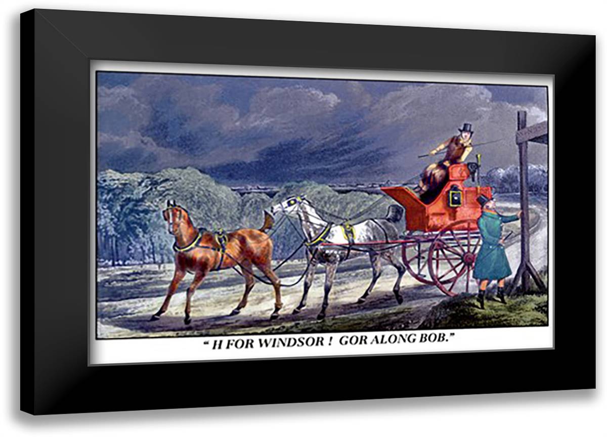 Horse-Drawn Carriage 22x16 Black Modern Wood Framed Art Print Poster by Alken, Henry Thomas