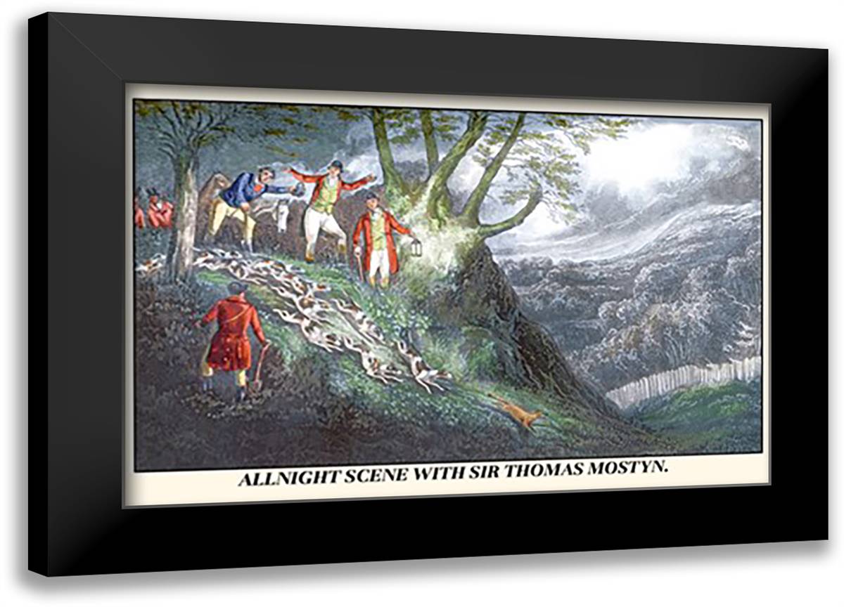 All Night Hunt with Sir Thomas Mostyn 22x16 Black Modern Wood Framed Art Print Poster by Alken, Henry Thomas