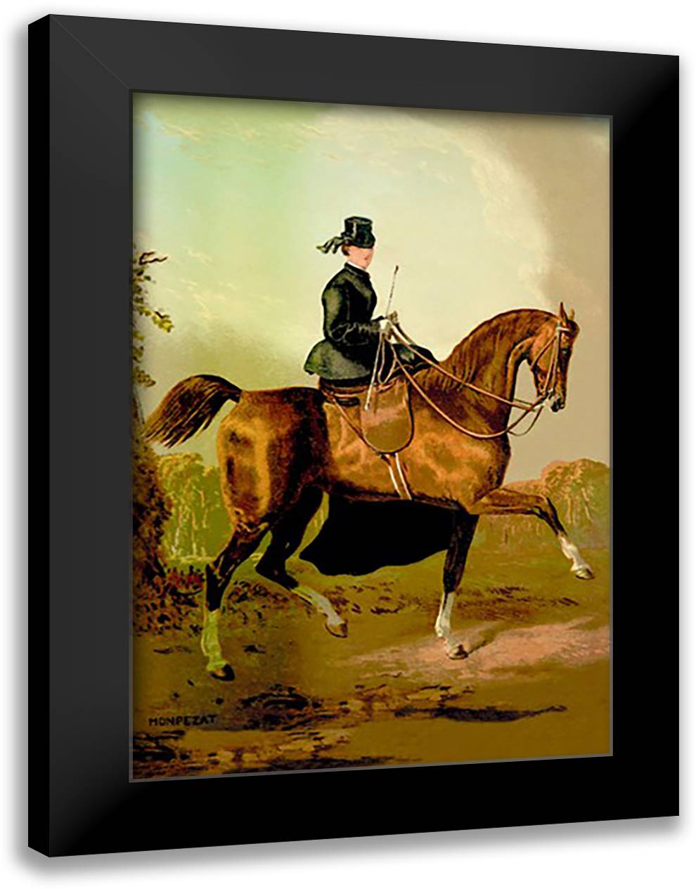Ladies' Horse 16x22 Black Modern Wood Framed Art Print Poster by Sidney, S.