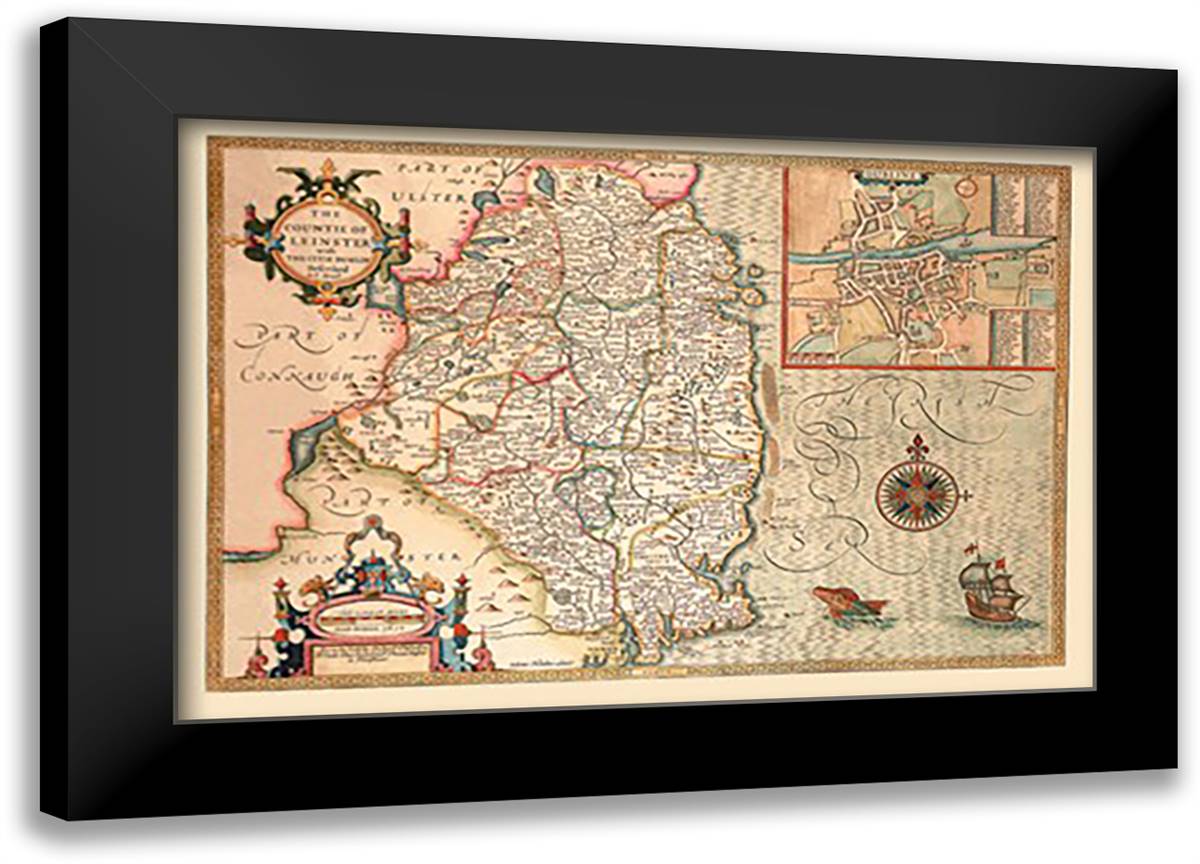 Countie of Leinster (Ireland) 22x16 Black Modern Wood Framed Art Print Poster by Speed, John