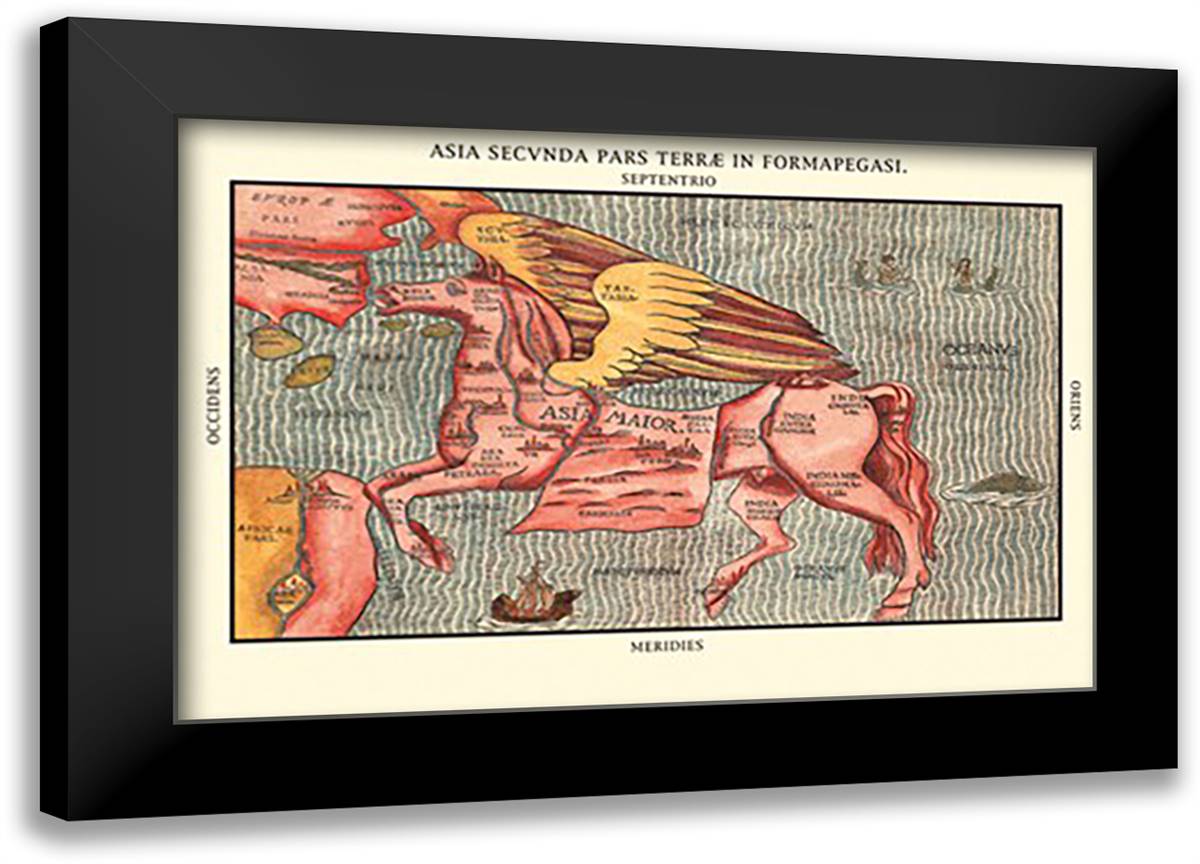 Asia Secunda 22x16 Black Modern Wood Framed Art Print Poster by Bunting, Heinrich